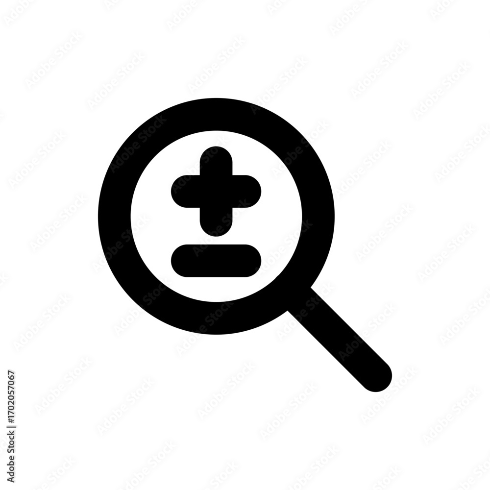 Poster a black magnifying glass icon with a plus sign inside the circle representing zoom in functionality 