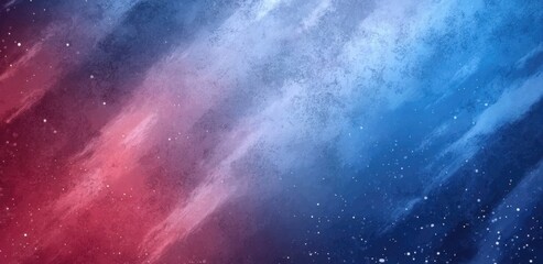 Fototapeta premium Cosmic texture displaying swirling reds and blues with starry details bringing a sense of depth and wonder to the celestial tapestry. Horizontal banner, copy space, space for text, color of USA flag