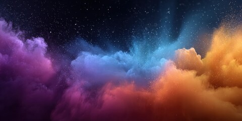 Vibrant clouds of color swirl through the night sky, creating a stunning display of hues and textures that captivate the imagination and inspire creativity