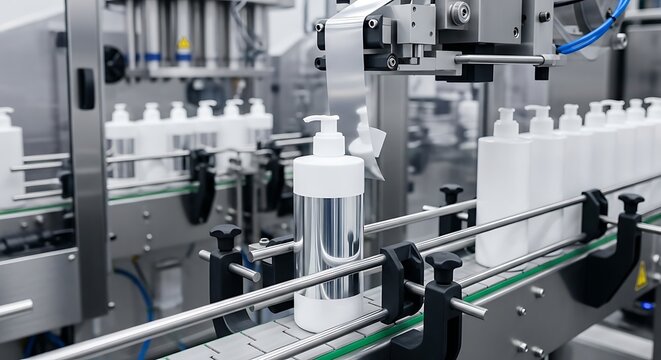 Automated Bottle Filling and Labeling Production Line.