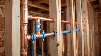 Stud frame wall with plumbing in view, renovation setting