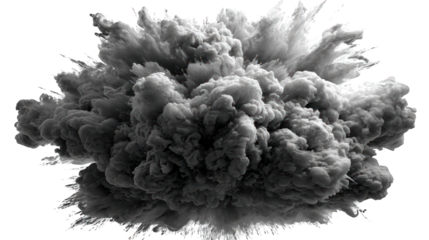 Dense, billowing cloud of smoke or dust against a transparent background
