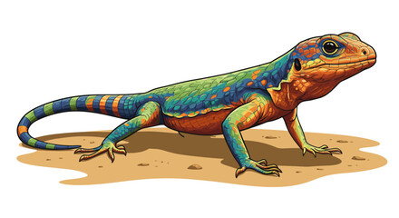 Colorful Lizard Illustration with Detailed Scales and Striking Patterns.