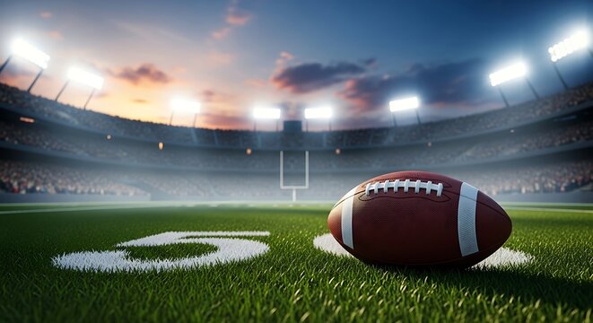 American Football Field Night Game.