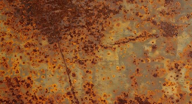 A close up textured abstract pattern of rusted metal with brown and orange tones