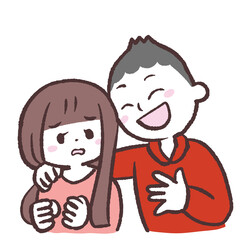 なれなれしい男性に困る女性のイラスト