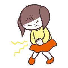 お腹が痛い女の子のイラスト