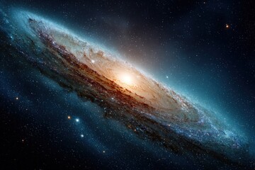 Fototapeta premium Majestic spiral galaxy with a bright core and swirling arms against a dark, starry background