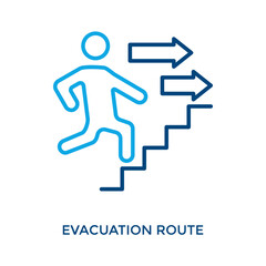 Evacuation Route Icon Outline Color Style. Vector Illustration For Graphic Design