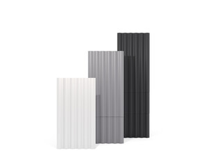 Front view metal roofing sheets, industrial products, 3D rendering.