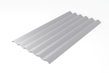 Metal sheets roofing, industrial construction, 3D rendering.