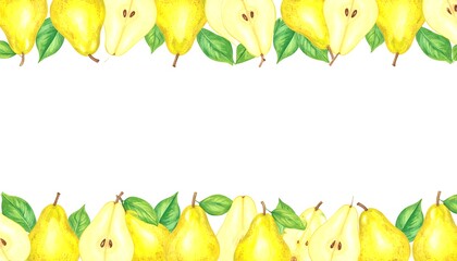 Watercolor pear border