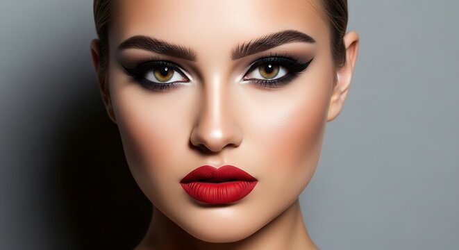 Beautiful Woman with Dramatic Makeup.