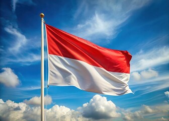 Indonesian flag waving high in the wind on a national holiday