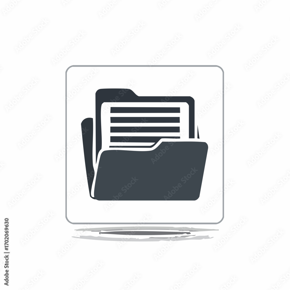 Poster organized folder icon for documents and file management in minimal square design