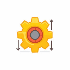 Modern Colorful Gear Icon with Vertical Measurement and Settings Adjustment