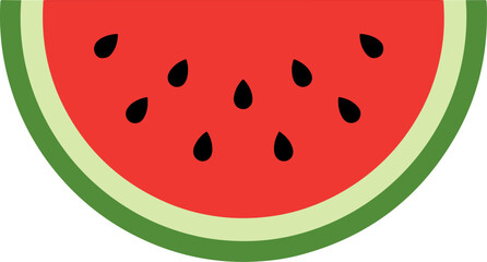 Simple Flat Style Sliced Watermelon with Seeds Fruit Illustration
