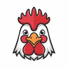 Cartoon Rooster Head Illustration, Vector Graphic of a Colorful Chicken