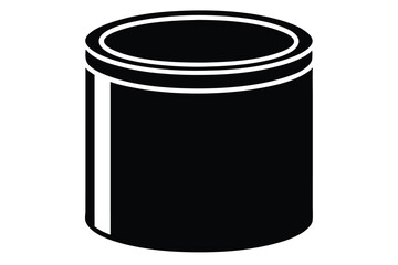 Black Cylindrical Container Graphic Silhouette, Simple Illustration of a Canister for Design Projects