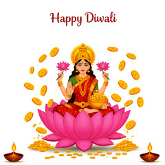 Obraz premium Happy Diwali Goddess Lakshmi Festival Celebration.