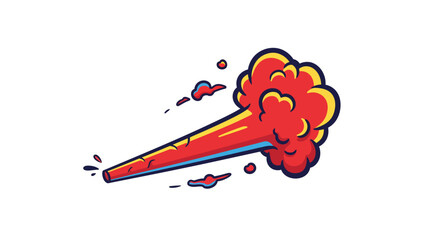Cartoon Red Smoke Trail with Yellow Highlights and Blue Outline Vector Illustration.