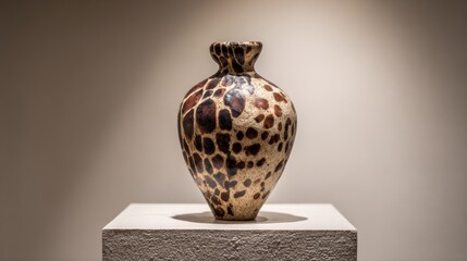 Decorative ceramic vase with spotted pattern on pedestal