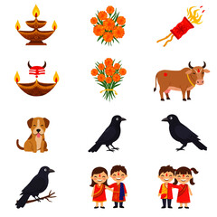 Fototapeta premium Traditional Diwali and Tihar Festival Celebration Elements.