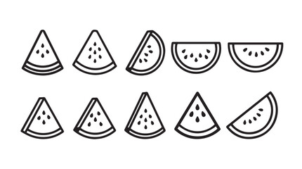 Collection of hand drawn watermelon slices in silhouette style