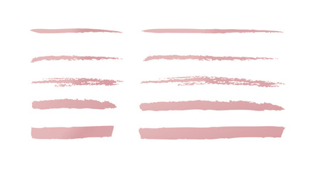 手描きのアンダーライン　長さの違うピンク色グラデーション