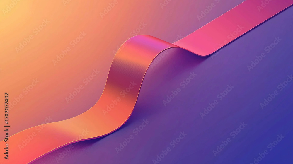 Poster colorful gradient ribbon wave flowing across a purple and orange background with smooth curves and s