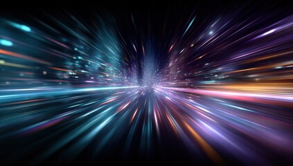 Hyperspace Journey: A Vivid Visualization of Light Speed Travel Through the Cosmos