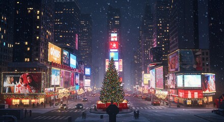 Christmas scene in Time Square