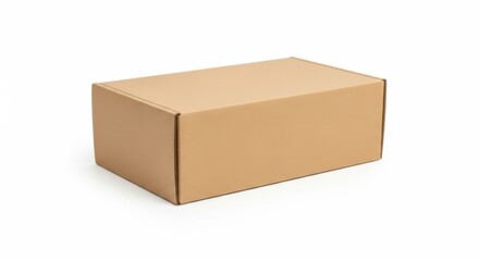 Plain Brown Cardboard Box on White Background for Packaging and Shipping