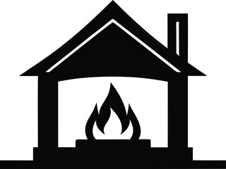 Fireplace outdoor vector icon.