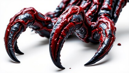 Creepy claw action studio macro photography dark environment close-up horror concept