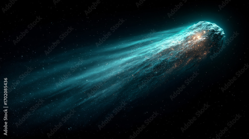 Wall mural glowing comet trail with sparkling particles