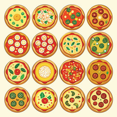Top down overhead shot of twelve individual pizzas banner advertisement