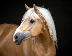 Close-up portrait of a light golden horse