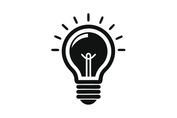 light bulb icon black and white silhouette