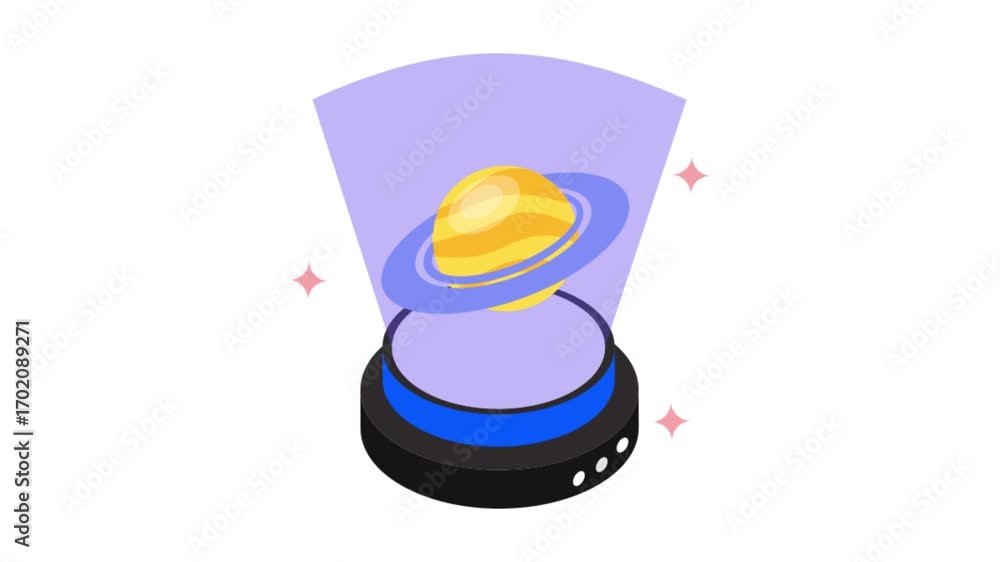Poster planet hologram isometric animation mp4 file