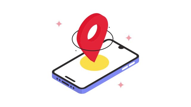 Location Pin isometric animation MP4 file