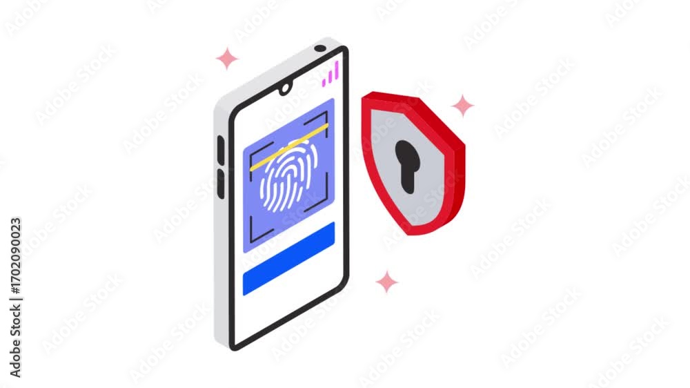 Poster Biometric Authentication isometric animation MP4 file
