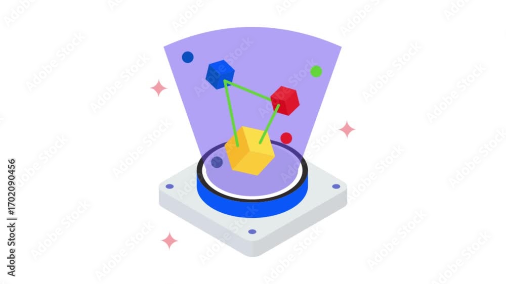 Poster blockchain network isometric animation mp4 file