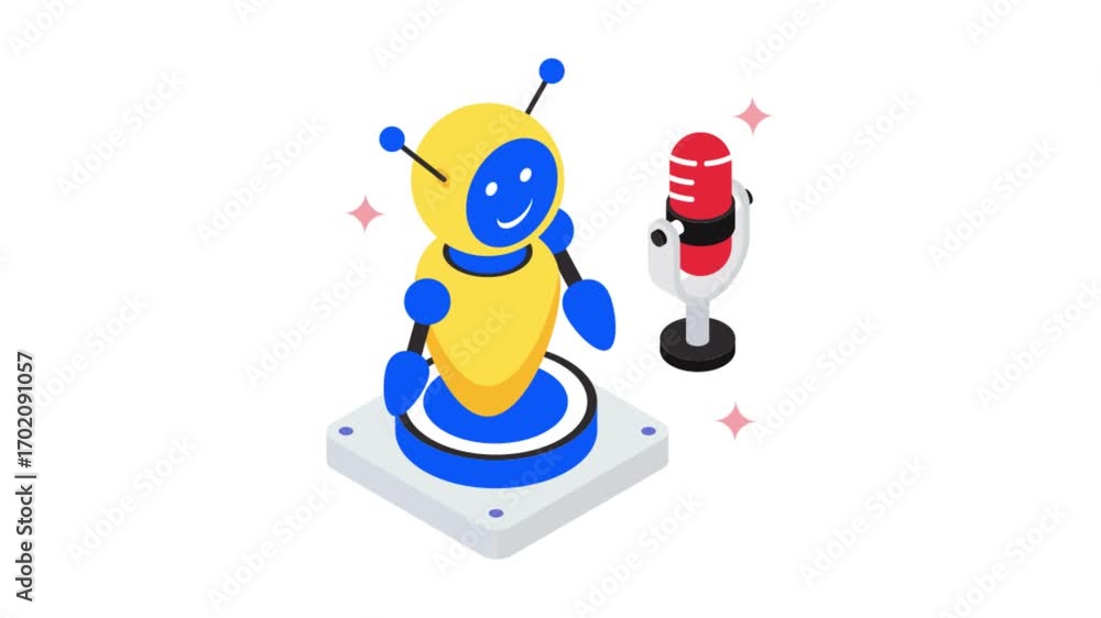 Poster virtual assistant isometric animation mp4 file