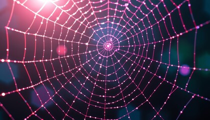 Fototapeta premium Captivating spider web creation forest macro photography nighttime close-up nature's intricate design