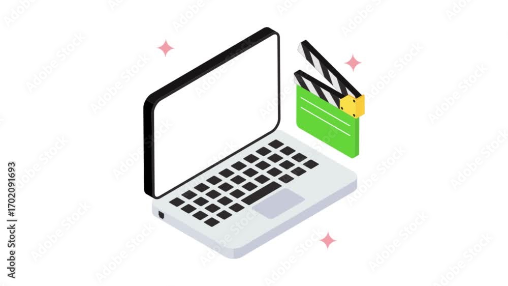 Poster video loops isometric animation mp4 file