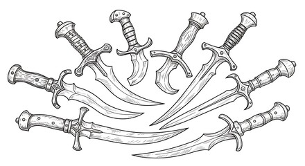Collection of Nine Ornate Daggers.