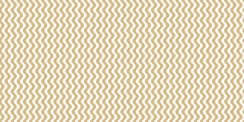 Golden vector seamless pattern with vertical wavy lines, stripes, liquid shapes. Simple gold and white abstract ripple texture. Stylish waves background. Elegant repeated geo design for decor, print