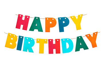 Fototapeta premium Clean Happy Birthday Banner with Colorful Letters