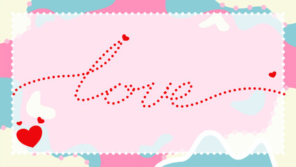 Abstract curved frame in pastel blue and baby pink colors is perfect for invitations.